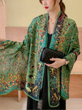 Luxury Floral Silk Beach Cover-Up Sarong Wrap for Women 90x180cm