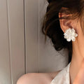 White Flower Stud Earrings for Women Floral Acrylic Jewelry - Sweet & Charming