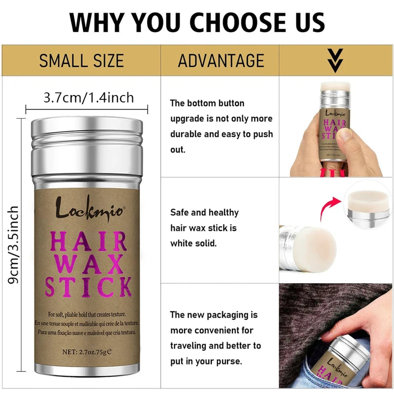 Women Hair Wax Stick for Frizz Control and Styling Long-Lasting Smooth Hair