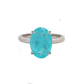 925 Sterling Silver Oval Ring for Women with Paraiba Tourmaline – Engagement Wedding Jewelry