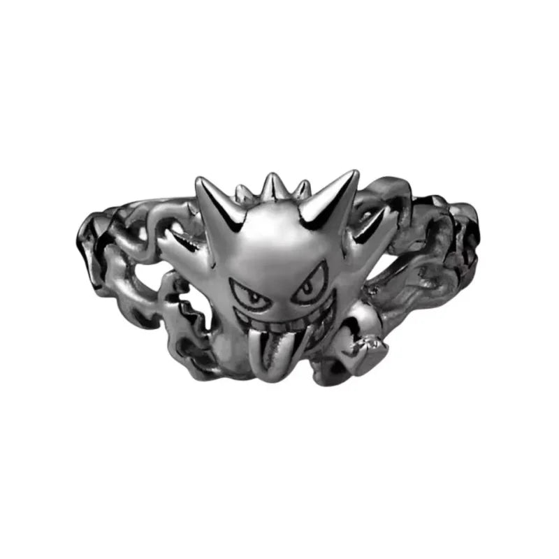 Pokemon Silver Couple Ring Set - Litwick Dragonair Anime Cartoon Accessories