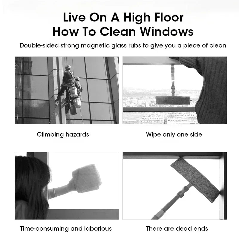 Magnetic Window Cleaner Double Sided for Glass Cleaning, Reusable & Durable