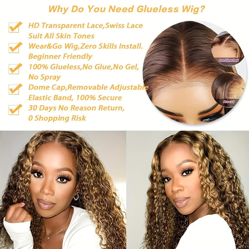 Human Hair Lace Front Wigs 4/27 Ombre Deep Wave HD Transparent Lace - 200% Density