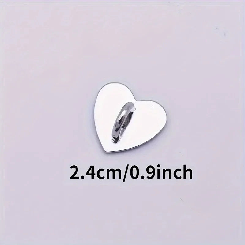 2Pcs Heart-Shaped Metal Phone Charm Holders Self-Adhesive Back Stand Hooks