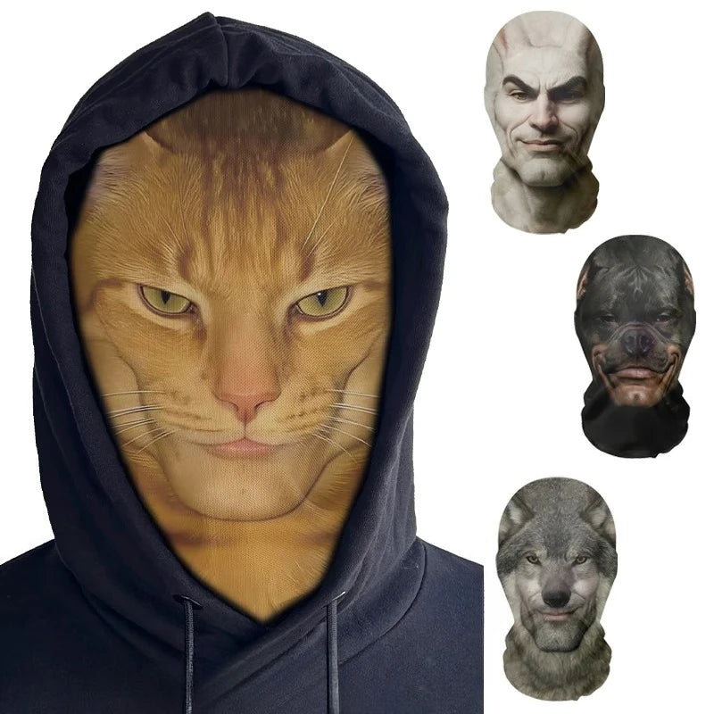 Halloween 3D Printed Elastic Mesh Animal Mask Full Face Cover for Party Cosplay