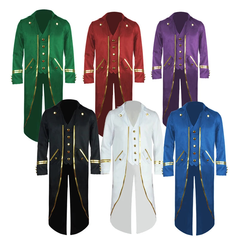 Men's Vintage Tuxedo Costume for Stage Performance - Medieval Punk Style