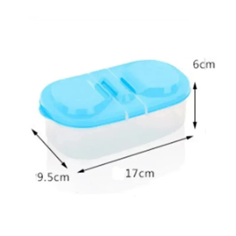 Double Compartment Food Storage Container with Sealed Lid - Plastic Snack Box for Lunch and Snacks