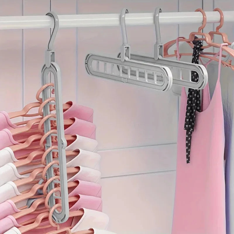 Foldable Clothes Hanger Set - Space-Saving Wardrobe Organizer with Multi-Functional Hooks