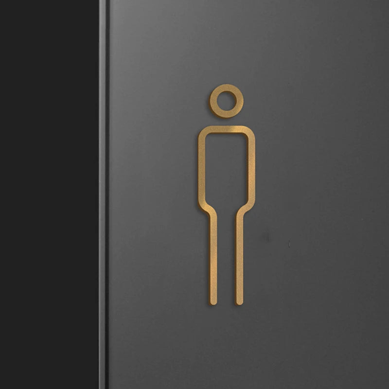 Black Gold Color Toilet Sign Plate Brass Wall Label WC Holder Door Signage