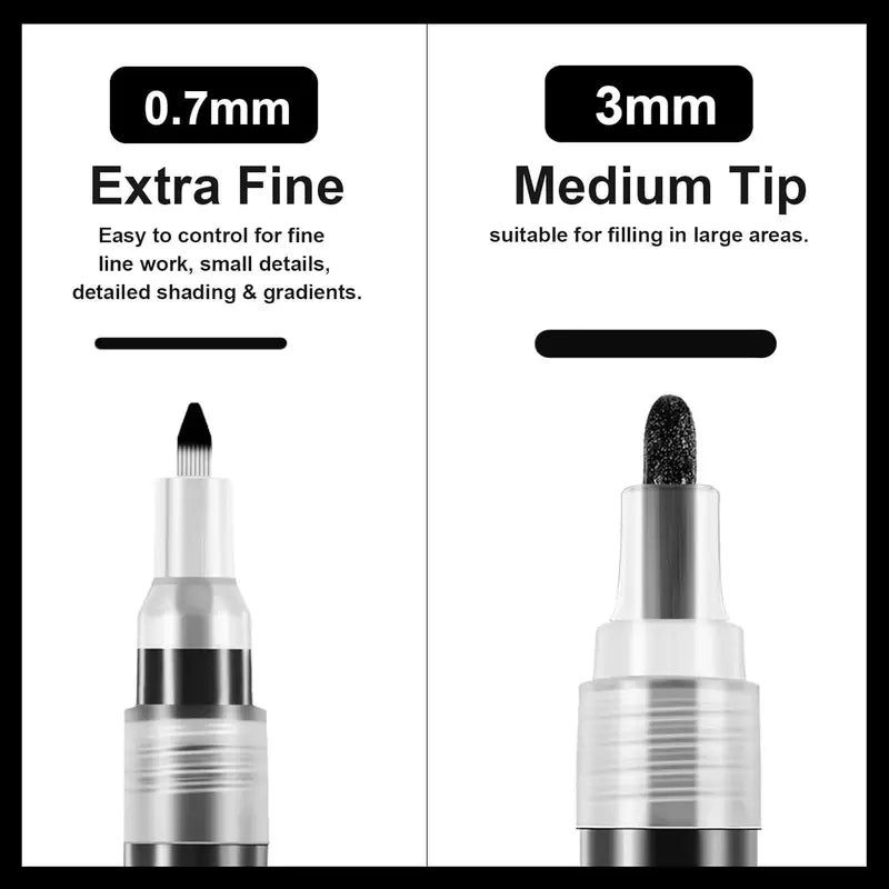 6Pcs Acrylic Paint Pens Set Waterproof Extra Fine & Medium Tips for Arts & Crafts