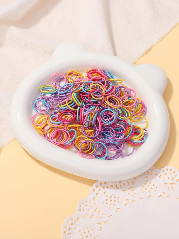 100 Pcs Colorful Nylon Rubber Hair Ties - Elastic Band for Baby Girls & Kids