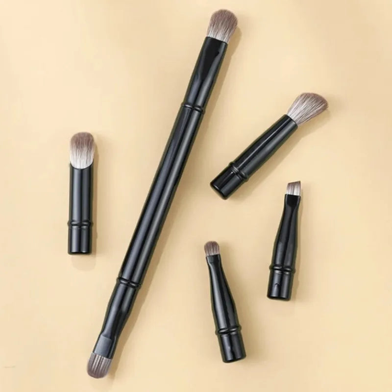Mini Travel Makeup Brush Set 6pcs with Detachable Handles for Face Eyeshadow