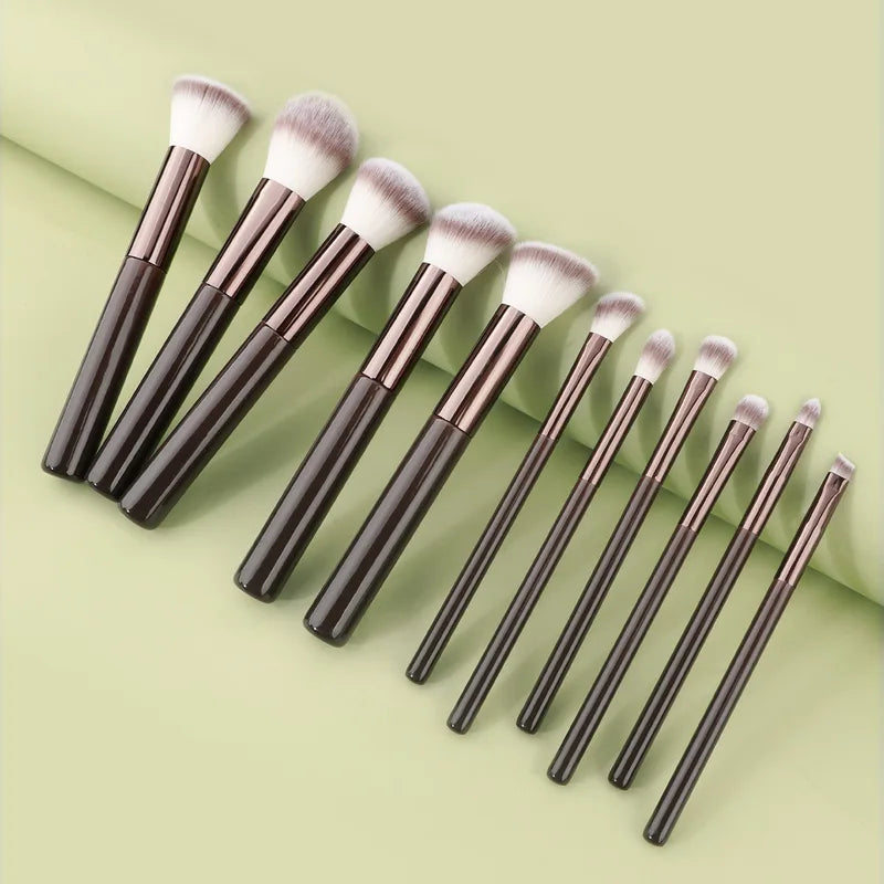 12 Pieces Makeup Brush Set with Portable Bag - Travel Friendly, Round Head, Powder Application