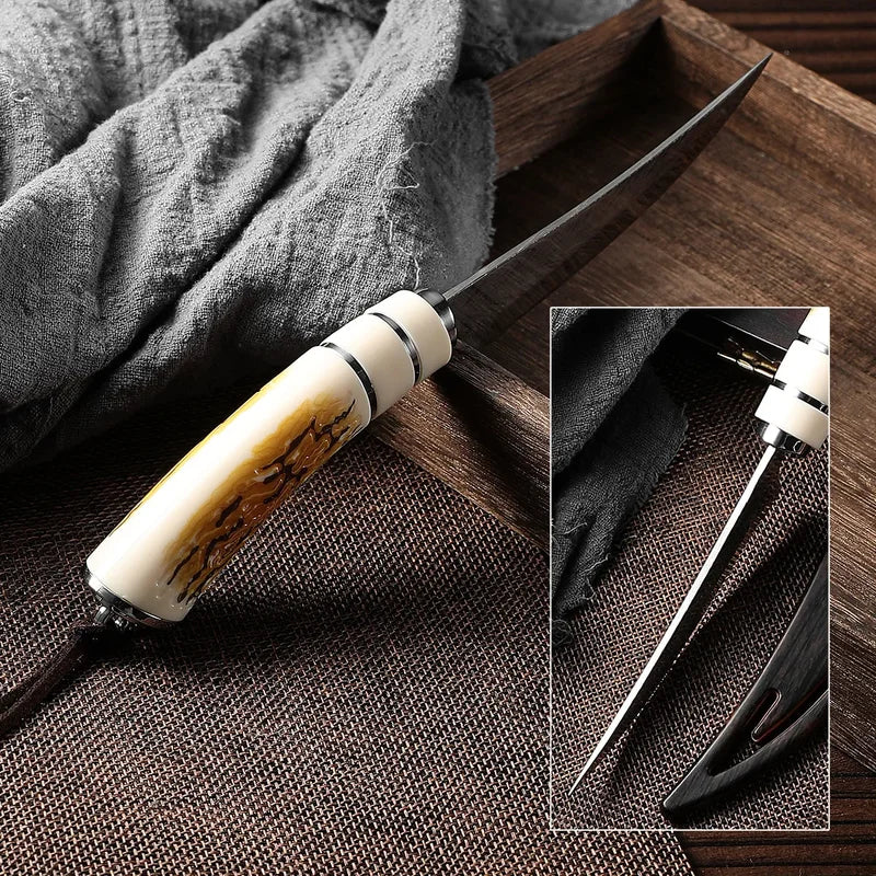 Curved Fruit Knife with Satin Finish and Plastic Handle - Portable Boning Knife