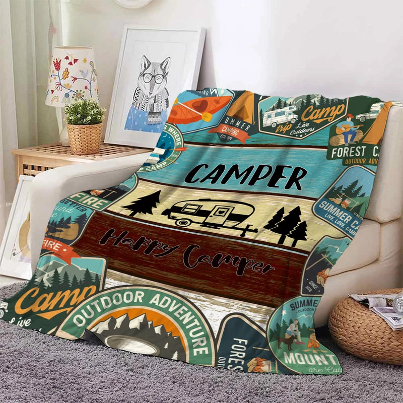 Warm Plush Camping Blanket 150x200cm for Sofa Bed Travel & Outdoor Use