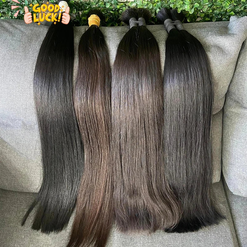 Human Hair Bulk No Weft Virgin Remy Straight Hair Extensions for Braiding Wholesale