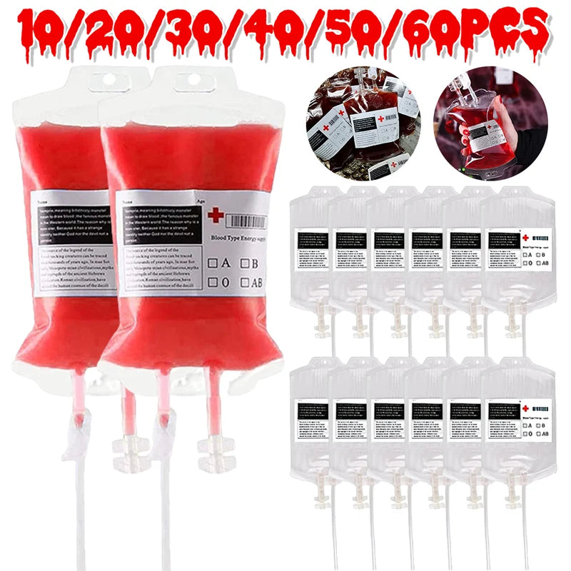 Blood Energy Drink Bags 350ML Halloween Vampire Party Props - 10pcs