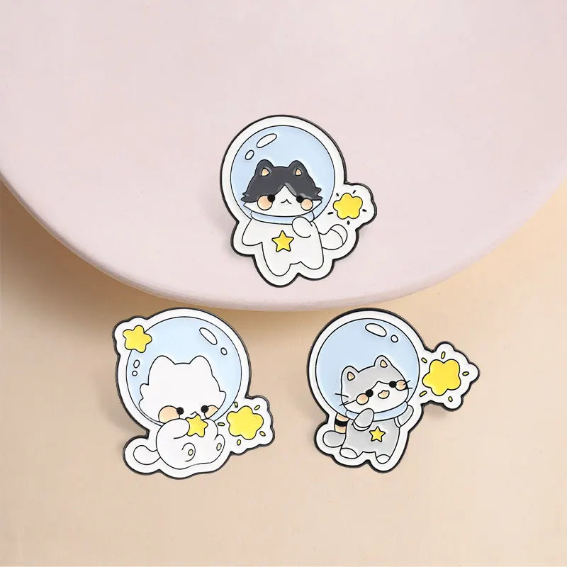Halloween Ghost Enamel Pin Set - Punk Pumpkin, Space Cat, Mushroom, Frog, Animal Brooches for Costume & Gift