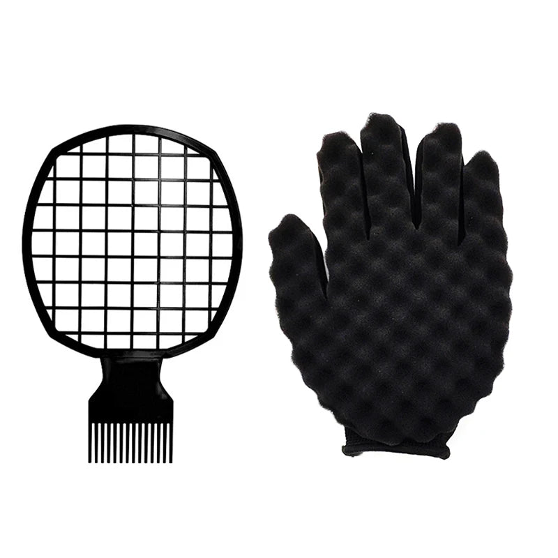 Afro Twist Hair Comb Sponge Set - Curly Hair Styling Tool for Men & Women