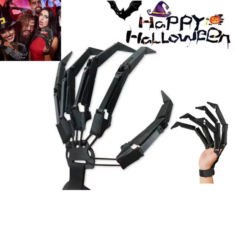 Halloween Articulated Finger Glove Skeleton Hand Prop - Realistic Horror Costume Accessory