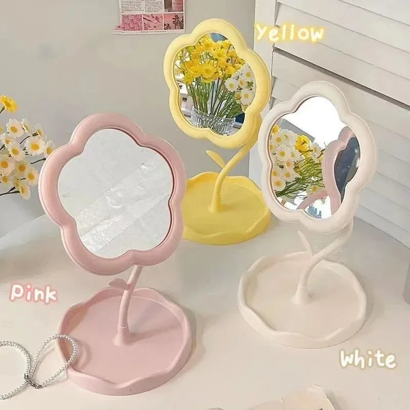 Creative Desktop Flower Mirror for Dorm Room Vanity Home Decor