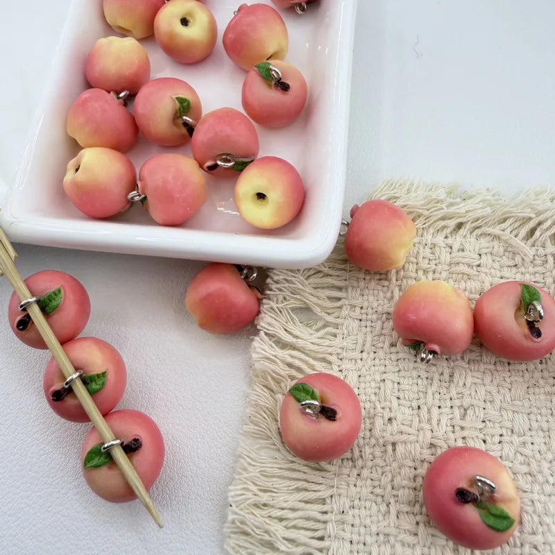 5Pcs 14x15MM 3D Resin Apple Charms Fruit Pendant Jewelry Spacer Beads DIY Jewelry Making