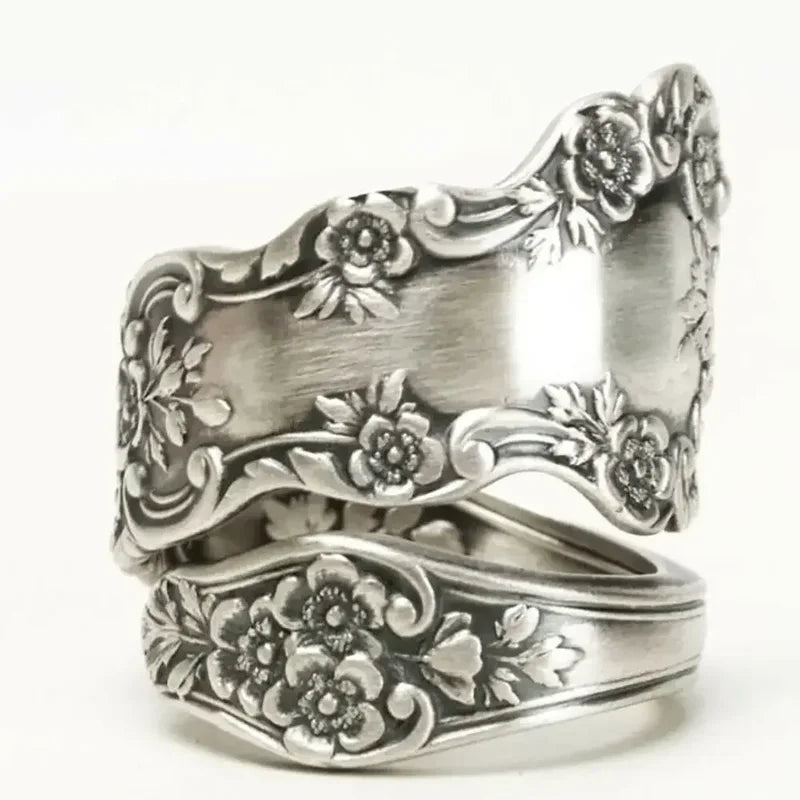 Vintage Antique Style Women's Midi Flower Pattern Ring - Stylish Jewelry