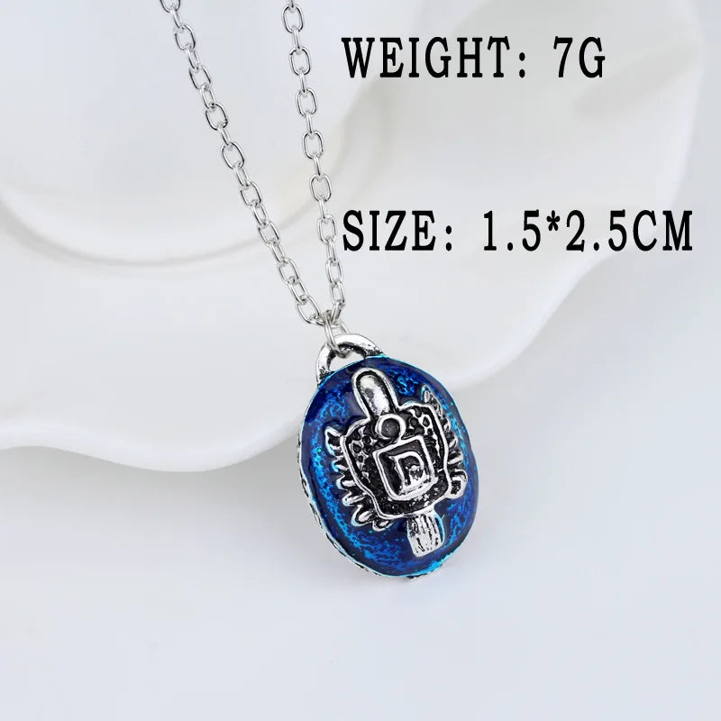 The Vampire Diaries Necklace Elena Gilbert Movie Charm for Women - Blue Stone Choker