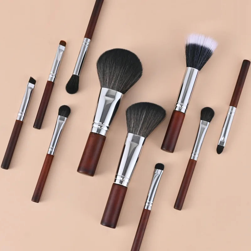 Mini Portable Makeup Brush Set - 10 Soft Vegan Face & Eye Brushes - 5 Sets