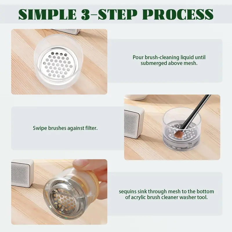 Nail Art Brush Cleaning Cup with Lid, Glass Dappen Dish for Glitter & Liquid Removal