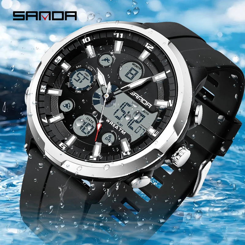 Digital Military Sports Watch for Men - Waterproof Quartz Wristwatch
