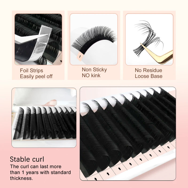 Eyelash Extension Volume Lashes 8-15mm C/D/CC/DD Curl Faux Mink Cashmere for Professionals