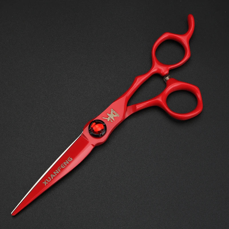 6 Inch Hair Cutting & Thinning Scissors - Red, Green, Black - Professional Salon Style