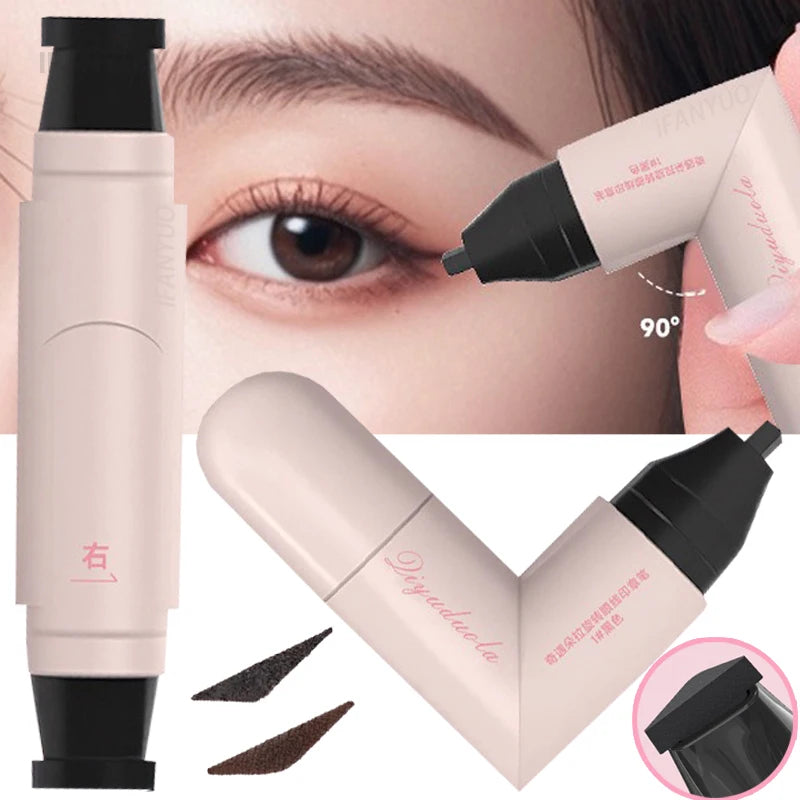 Waterproof Liquid Eyeliner Pen with Integrated Stamp for Precise Symmetrical Eye Makeup