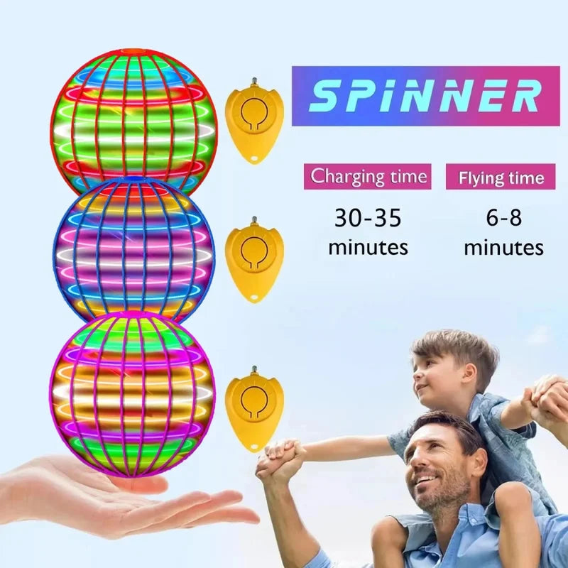 Flying Ball Toy Hand Controlled Hover Spinner with Lights - Multiple Colors