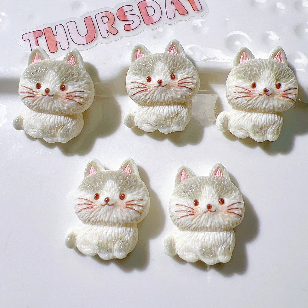 10Pcs Resin Cartoon 3D Cat Craft Decorations for Scrapbooking Jewelry Making