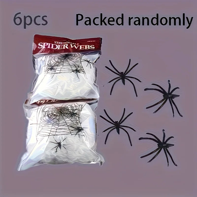 Halloween Artificial Stretchy Spider Web Cobweb with Spiders for Haunted House Decor