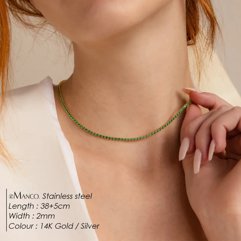 Luxury Crystal Necklace for Women - Gold Plated Stainless Steel Jewelry Gift