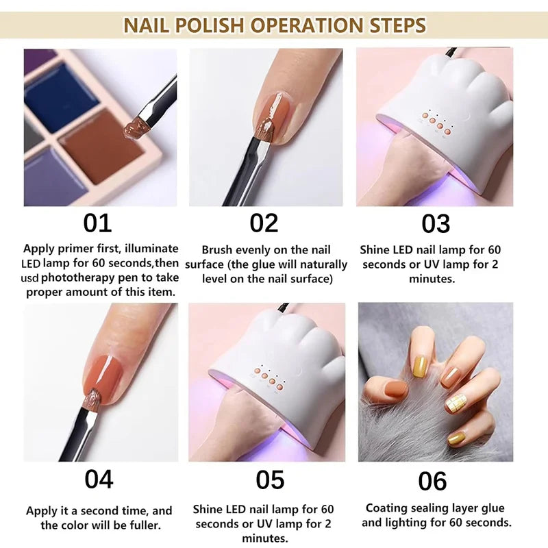 9-Color Solid Nail Gel Kit for UV & LED Nail Art - Long-Lasting, Easy Application