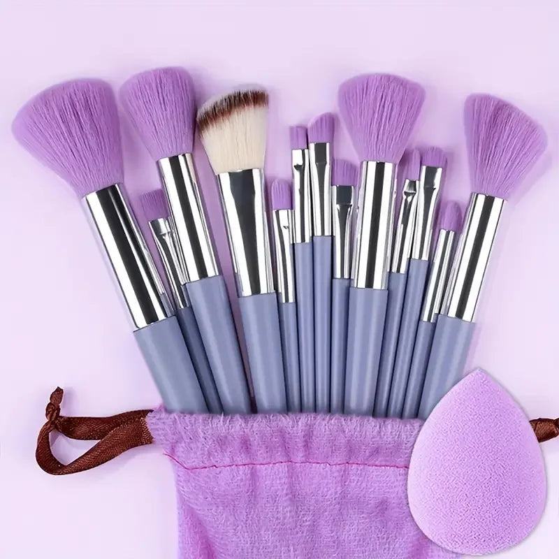 Professional 13-Piece Makeup Brush Set - Foundation Eyeshadow Blush Powder Blending Cosmetic Tools