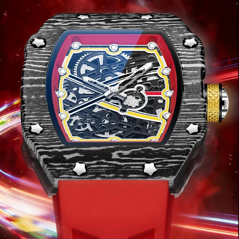 Trendy Quartz Watch for Men with Colorful Stripes and Painted Dial - Classic Date