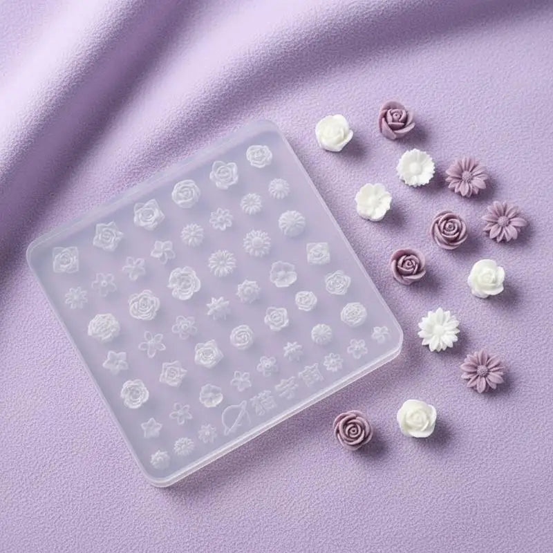 Non-Stick 3D Floral Silicone Nail Art Mold for DIY Manicure Embellishments