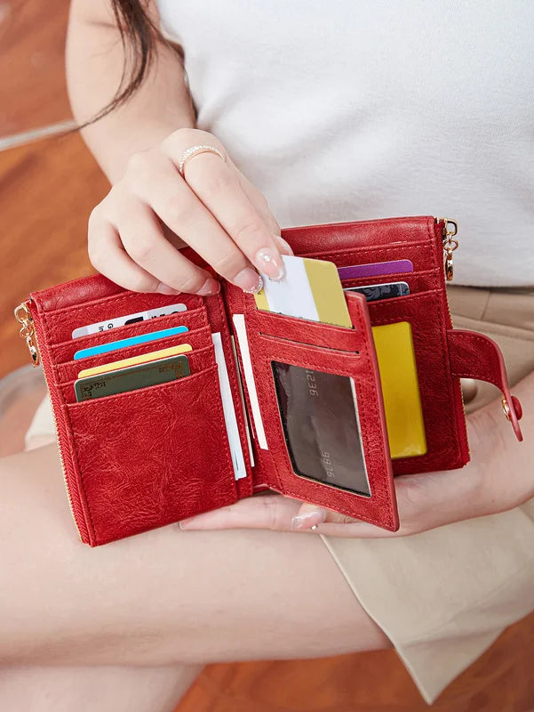 Minimalist Women's Wallet with Large Capacity Double Zipper Card Holder