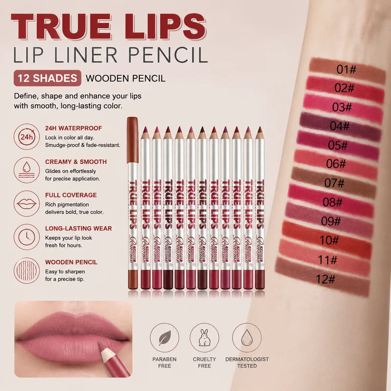 36-Color Matte Lip Liner Set Waterproof Velvet Lip Pencils for Women
