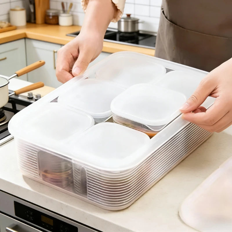 6-Grid Food Storage Containers with Lids - Fresh-Keeping and Organization
