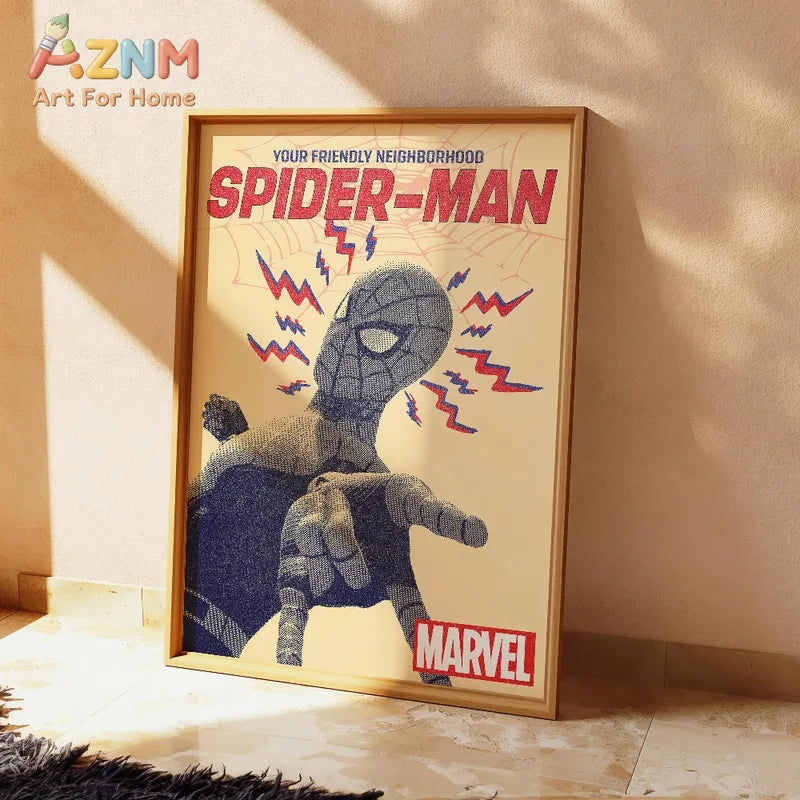 Retro Spider-Man Comic Poster Wall Art - Marvel Home Decor