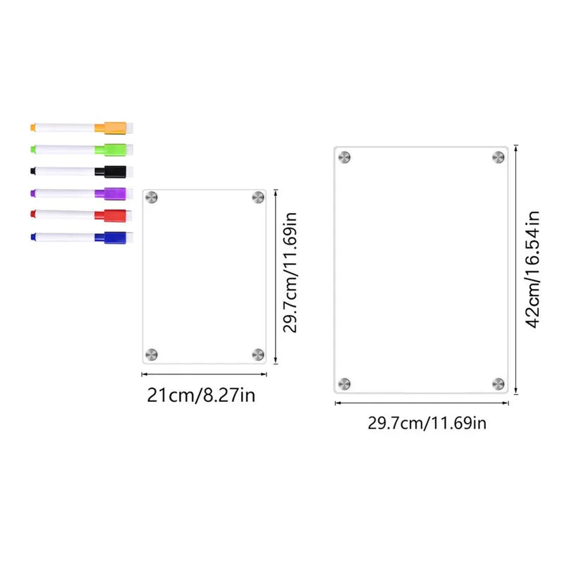 Magnetic Acrylic Calendar for Refrigerator Weekly & Monthly Planning - Reusable Whiteboard Message Board