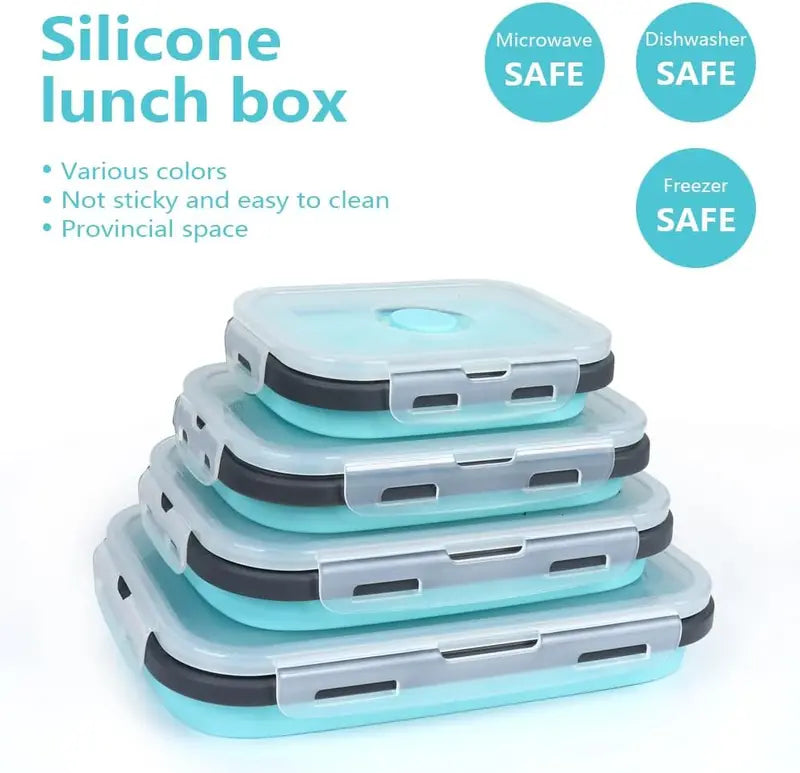 Collapsible Food Storage Containers Set with Lids & Vent - Silicone Meal Prep