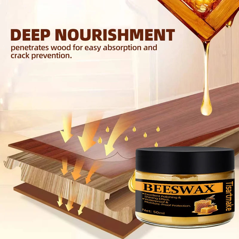 Wood Care Beeswax Solid Furniture Polish with Natural Scent - Waterproof & Restores Wooden Surfaces