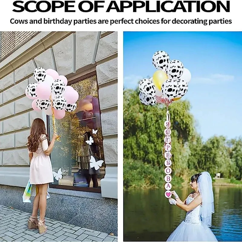 10/20Pcs 12-Inch Milk Cow Print Latex Balloons for Kids Birthday Party Decorations